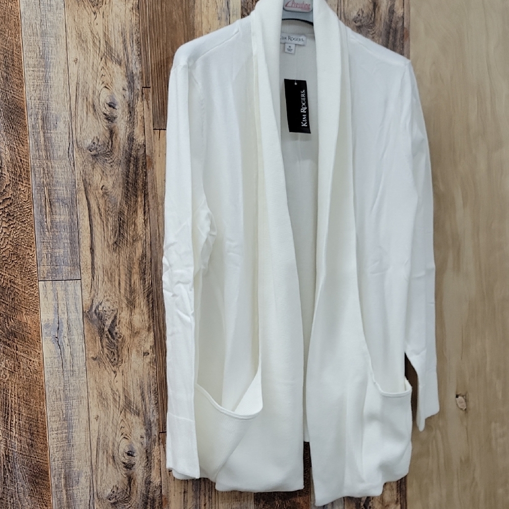 NEW Ivory Open Front Cardigan by Kim Rogers XL